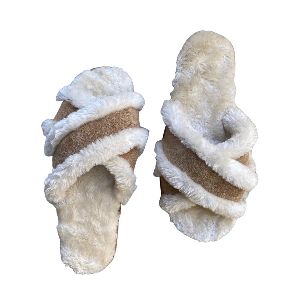 Minnetonka Slide Slippers Plush Faux Fur Size 8